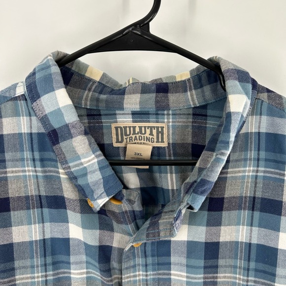 Duluth Trading Co. Size 3XL Blue Plaid Flannel Button Down Long Sleeve Shirt - Picture 4 of 14